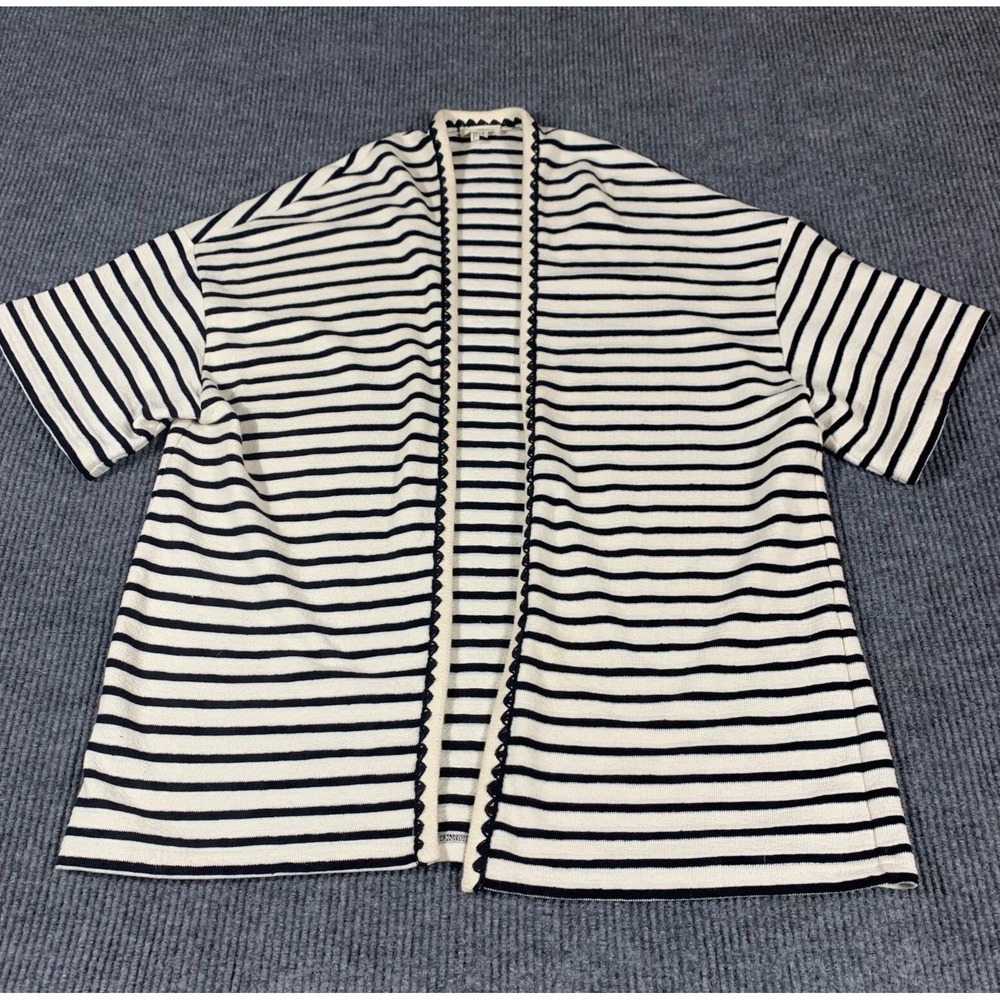 The Korner Sweater Womens One Size White Striped‎ Open Front Oversized Comfort